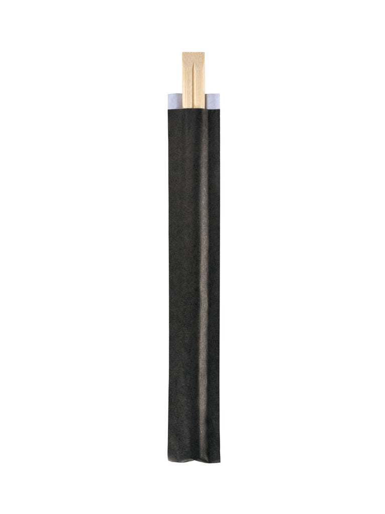 Essstäbchen Bambus, 210mm, einzeln in schwarzer Papierhülle