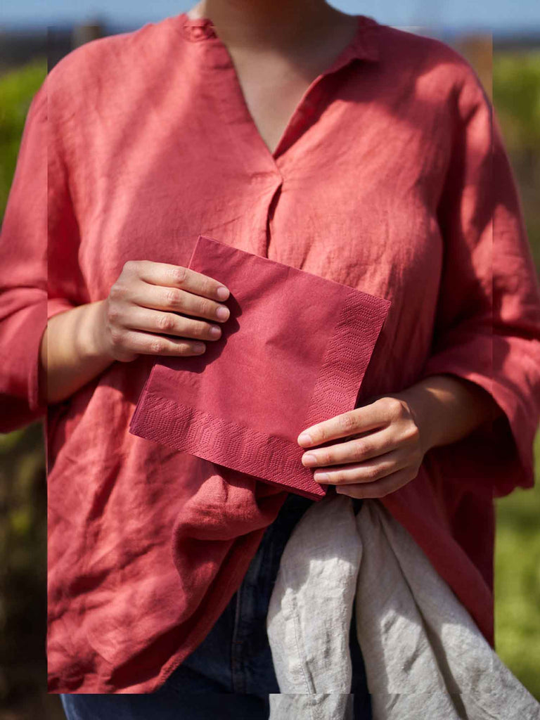 Serviette, 3-lagig, 40x40, 1/4-Falz, bordeaux