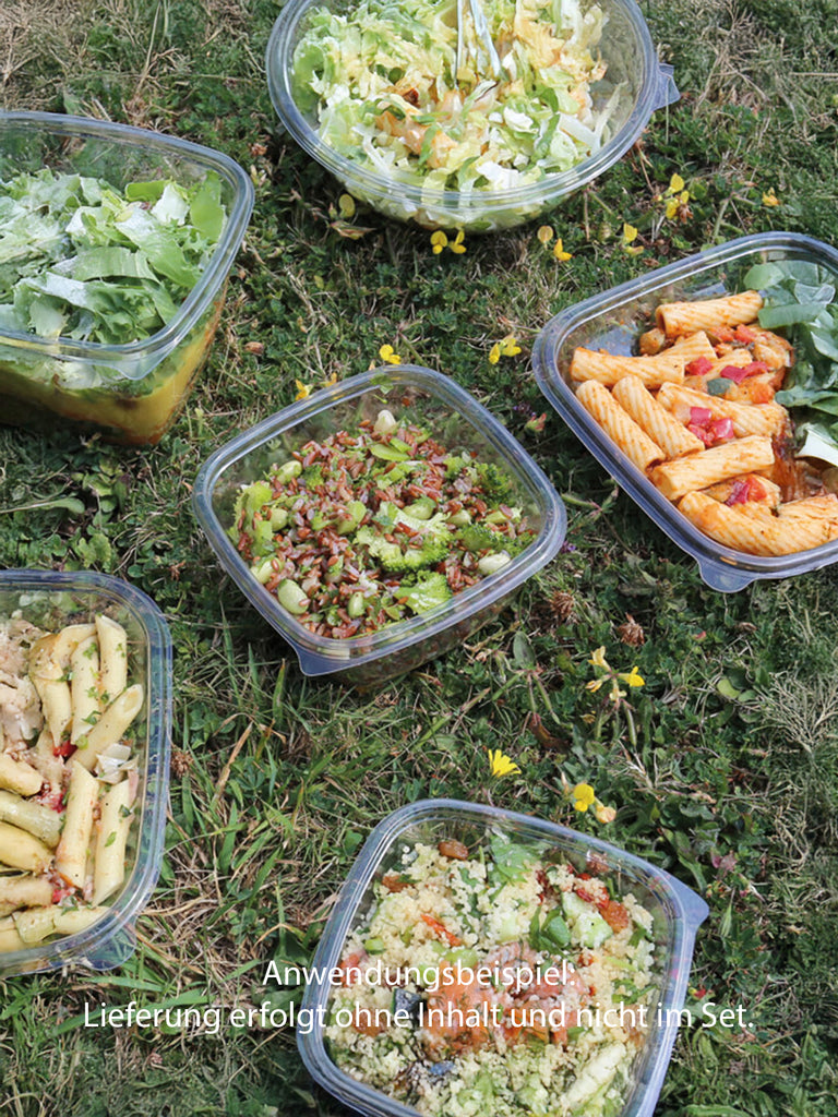 Salatschale, RPET, klar, quadratisch, 375ml