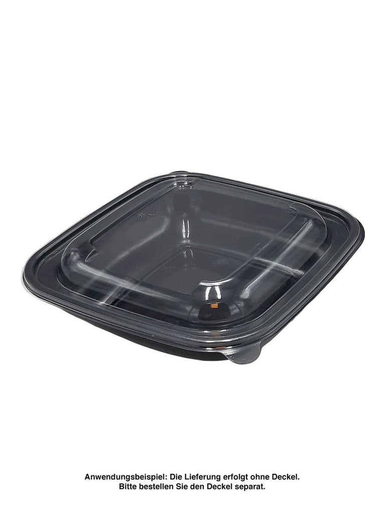 Salatschale, RPET, schwarz, quadratisch, 1000ml