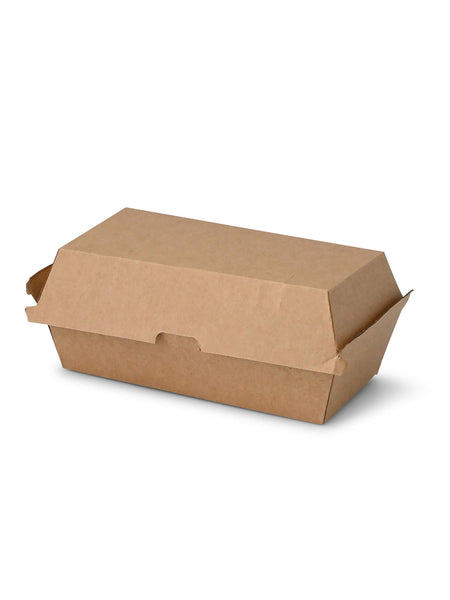 Burger Box m. Klappdeckel 214x114x85mm, Kraftkarton, braun
