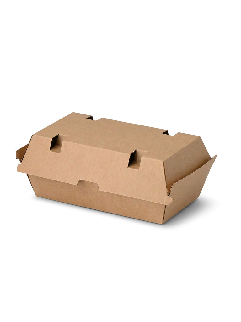 Burger Box m. Klappdeckel 214x114x85mm, Kraftkarton, braun