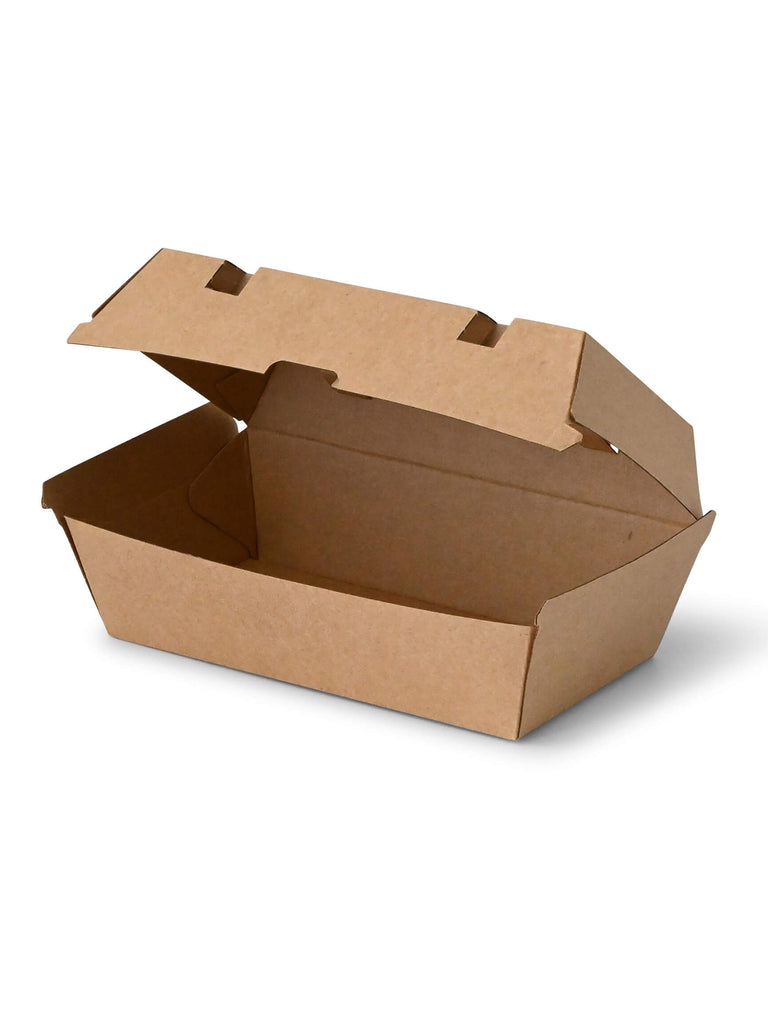 Burger Box m. Klappdeckel 214x114x85mm, Kraftkarton, braun
