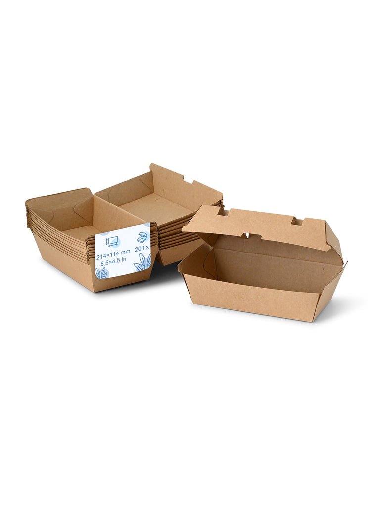 Burger Box m. Klappdeckel 214x114x85mm, Kraftkarton, braun