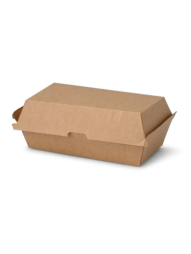 Burger Box m. Klappdeckel 248x130x75mm, Kraftkarton, braun