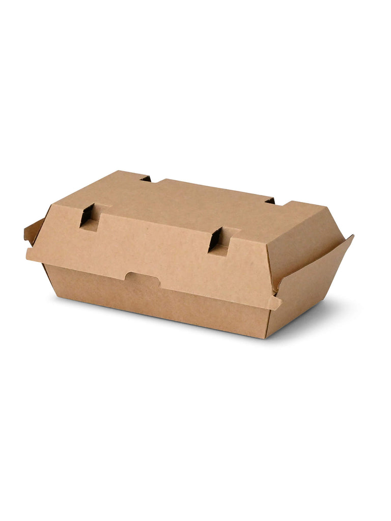 Burger Box m. Klappdeckel 248x130x75mm, Kraftkarton, braun
