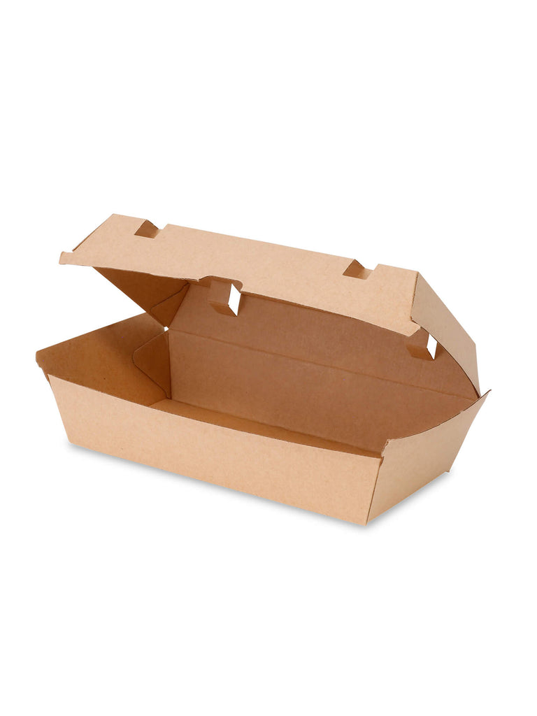 Burger Box m. Klappdeckel 248x130x75mm, Kraftkarton, braun