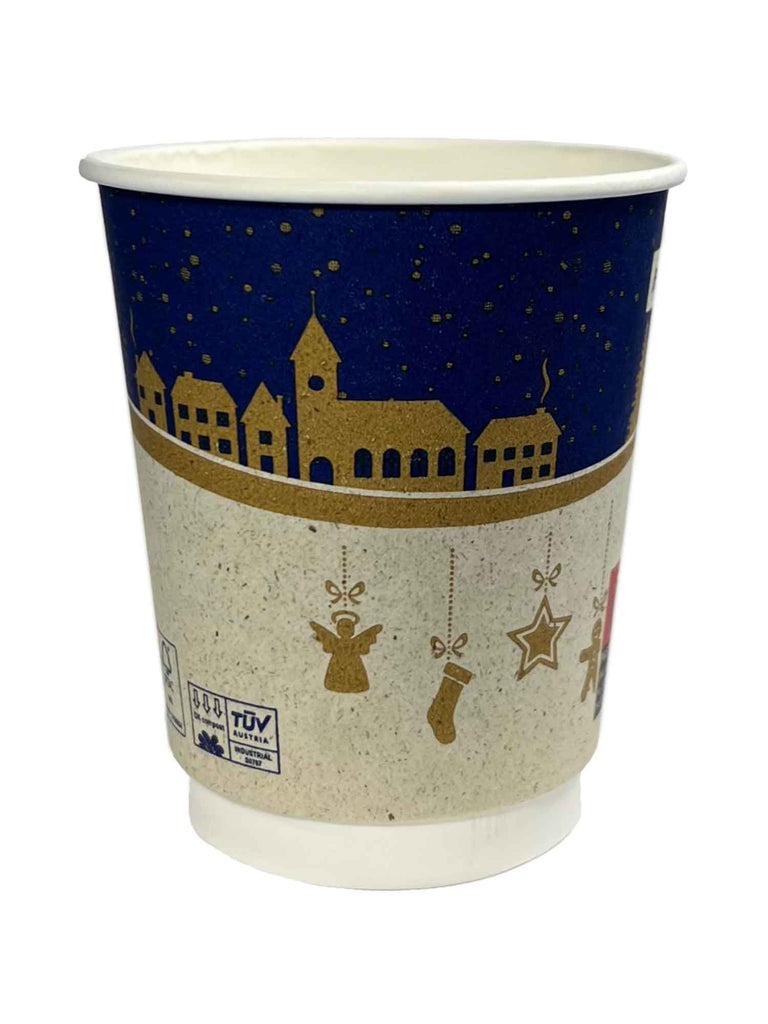 Pappbecher "Winter" für Heißgetränke, 200ml, doppelwandig, m. Biobeschichtung