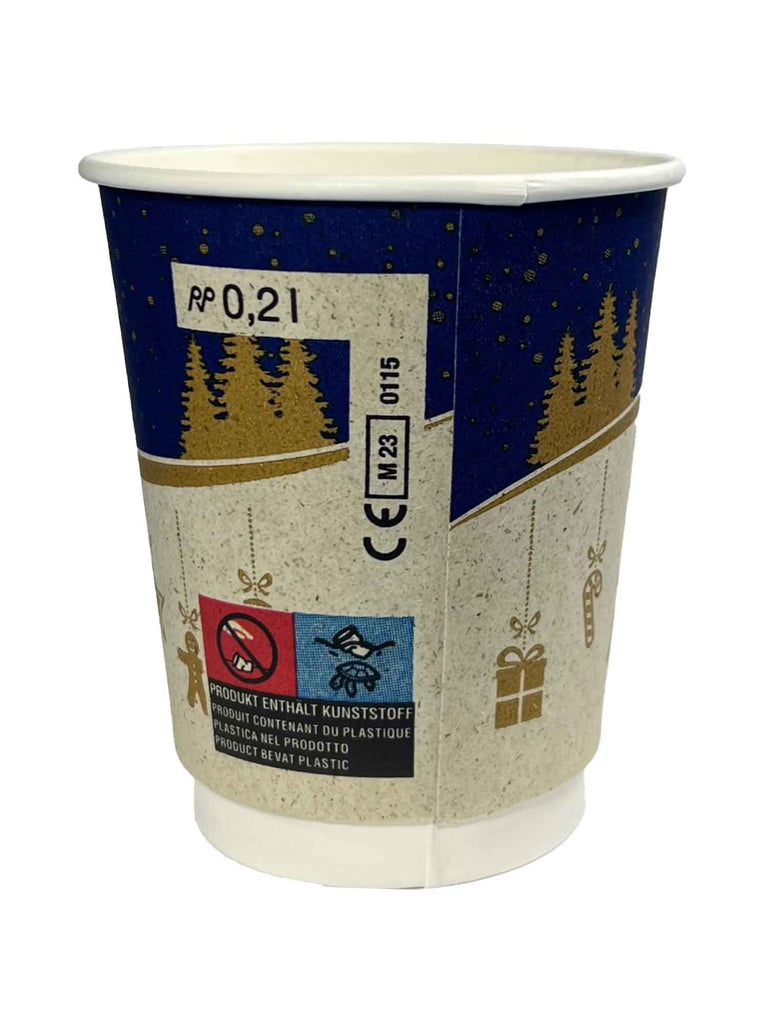 Pappbecher "Winter" für Heißgetränke, 200ml, doppelwandig, m. Biobeschichtung