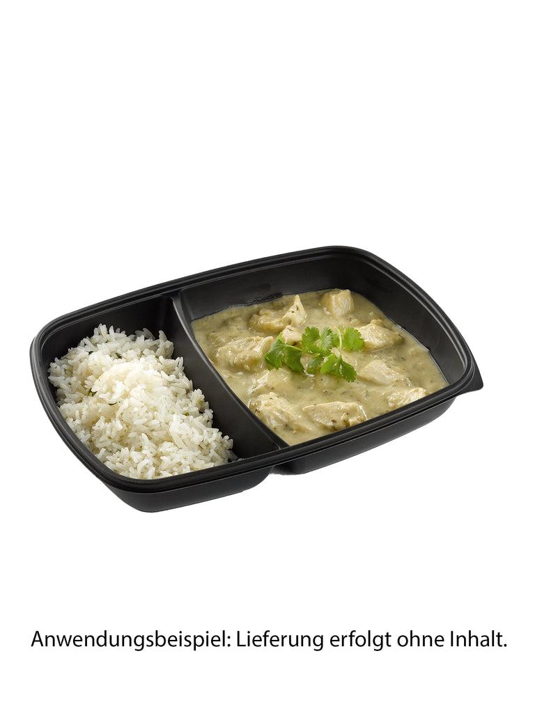 Menüschale, PP, schwarz, zweigeteilt, 800/500ml