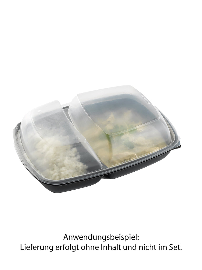 Menüschale, PP, schwarz, zweigeteilt, 800/500ml