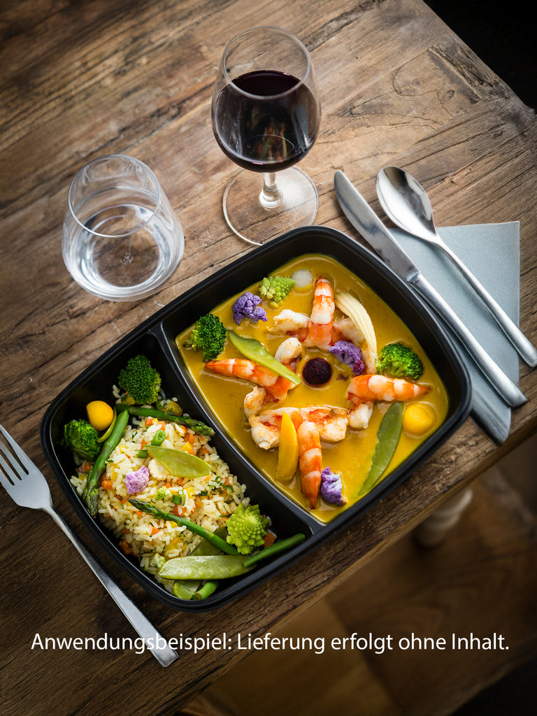 Menüschale, PP, schwarz, zweigeteilt, 800/500ml