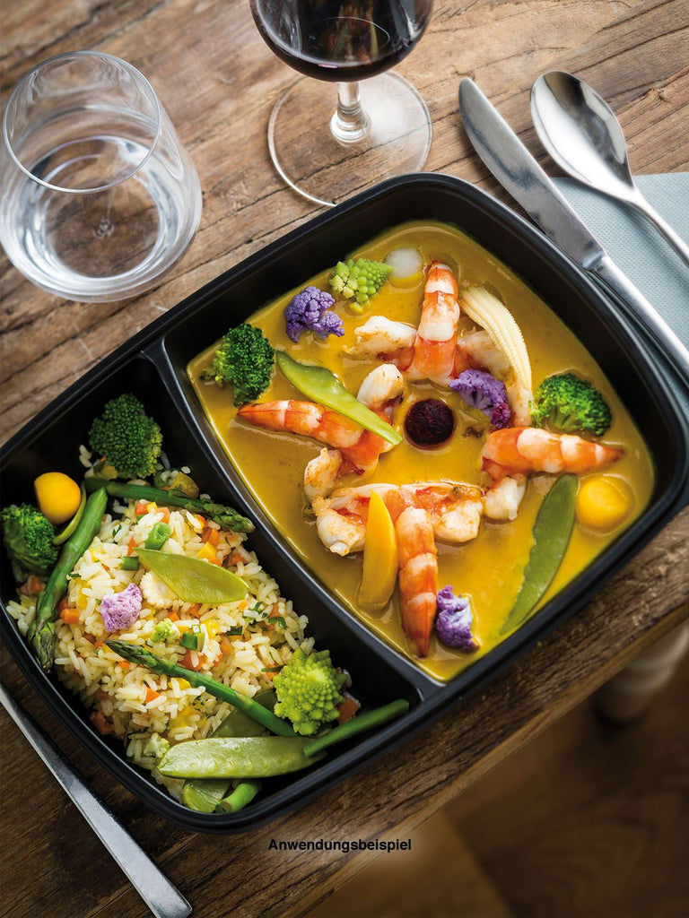 Menüschale, PP, schwarz, zweigeteilt, 800/500ml