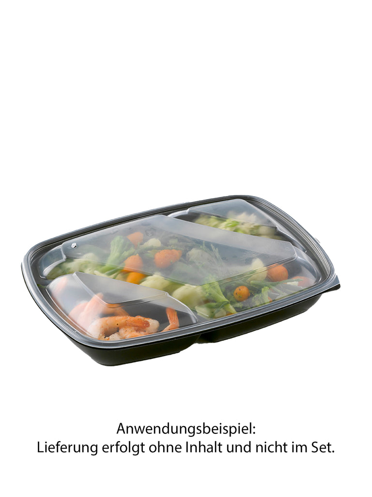Menüschale, PP, schwarz, dreigeteilt, 175/600/200ml