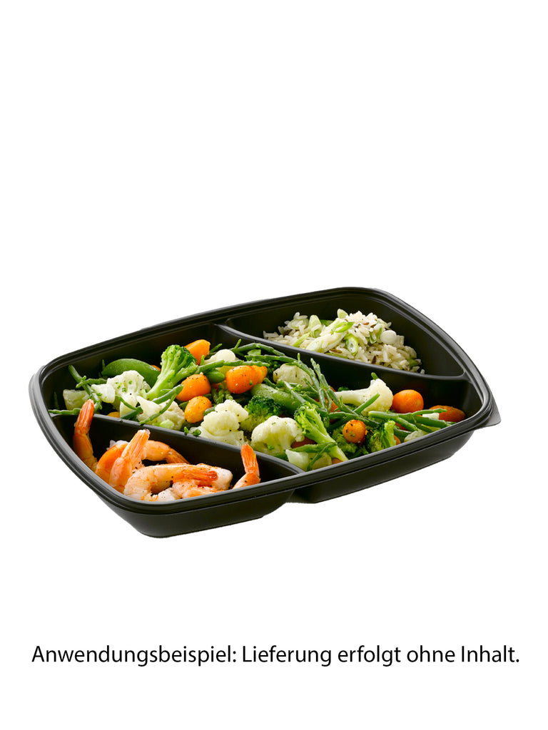 Menüschale, PP, schwarz, dreigeteilt, 175/600/200ml