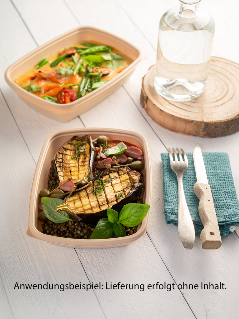 Menüschale, PP, beige, ungeteilt, 600ml