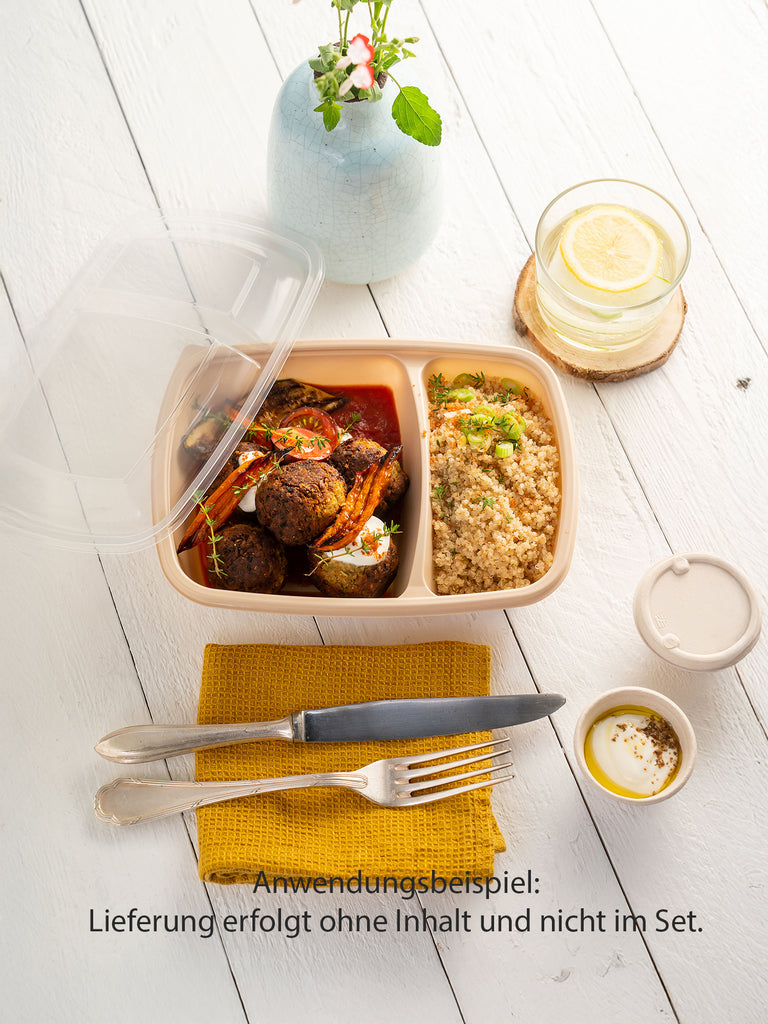 Menüschale, PP, beige, zweigeteilt, 600/300ml