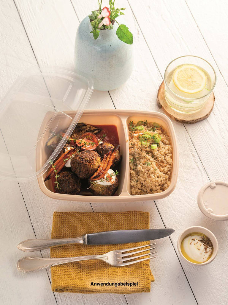 Menüschale, PP, beige, zweigeteilt, 600/300ml