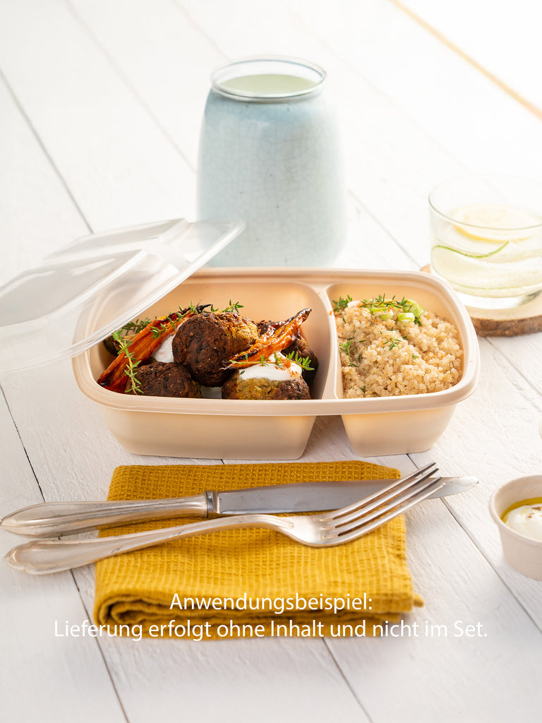 Menüschale, PP, beige, zweigeteilt, 600/300ml