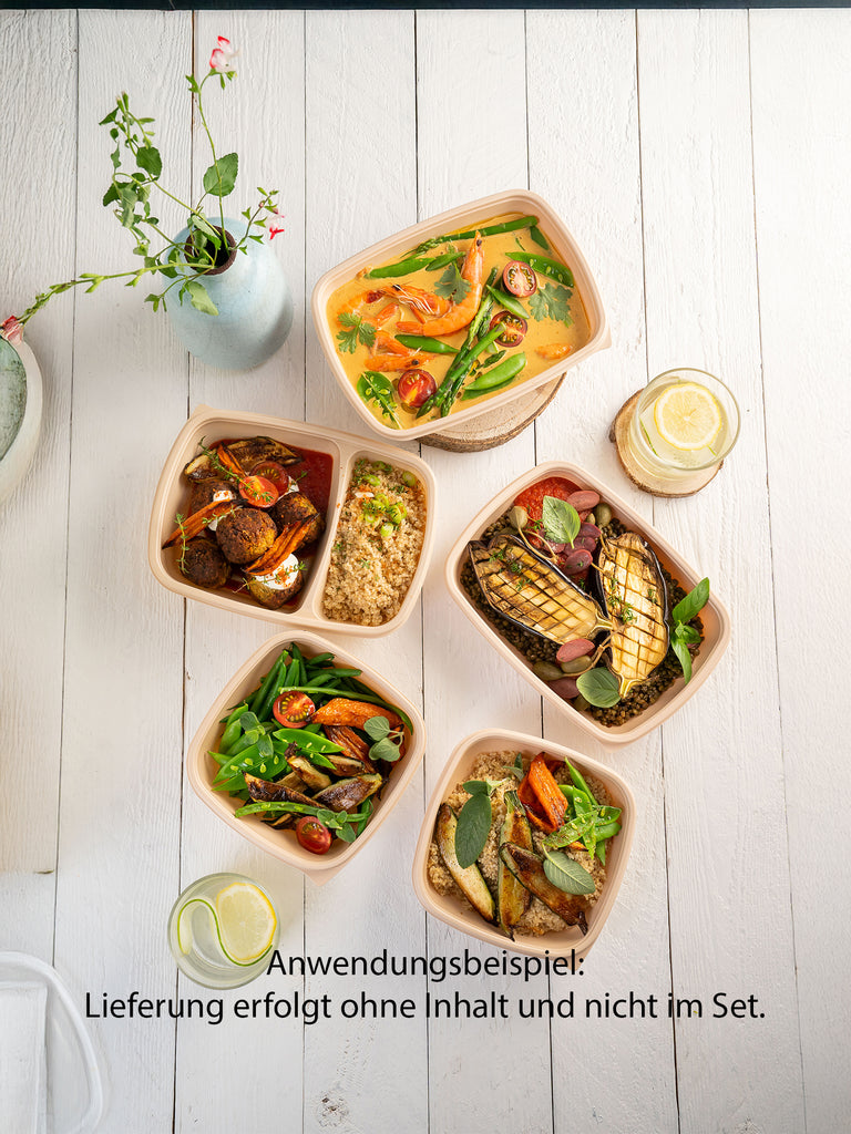 Menüschale, PP, beige, zweigeteilt, 600/300ml