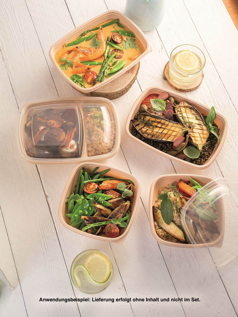 Menüschale, PP, beige, zweigeteilt, 600/300ml