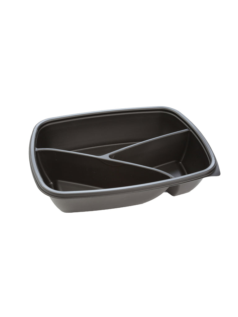 Menüschale, PP, schwarz, dreigeteilt, 450/240/210ml