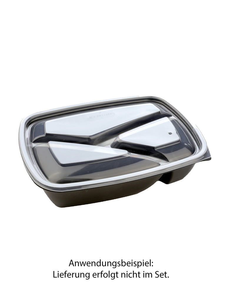 Menüschale, PP, schwarz, dreigeteilt, 450/240/210ml