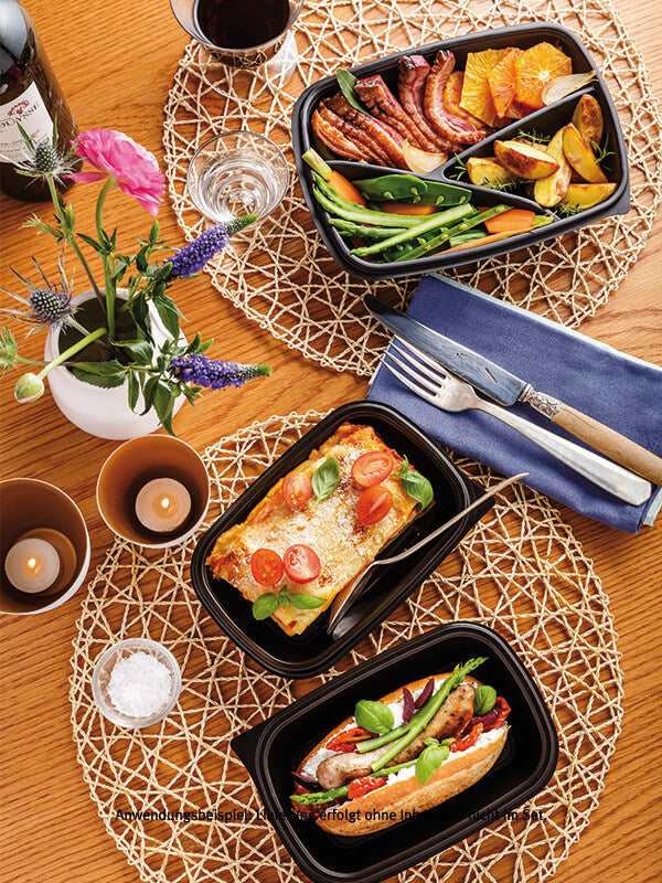 Schale, PP, schwarz, ungeteilt, 375ml