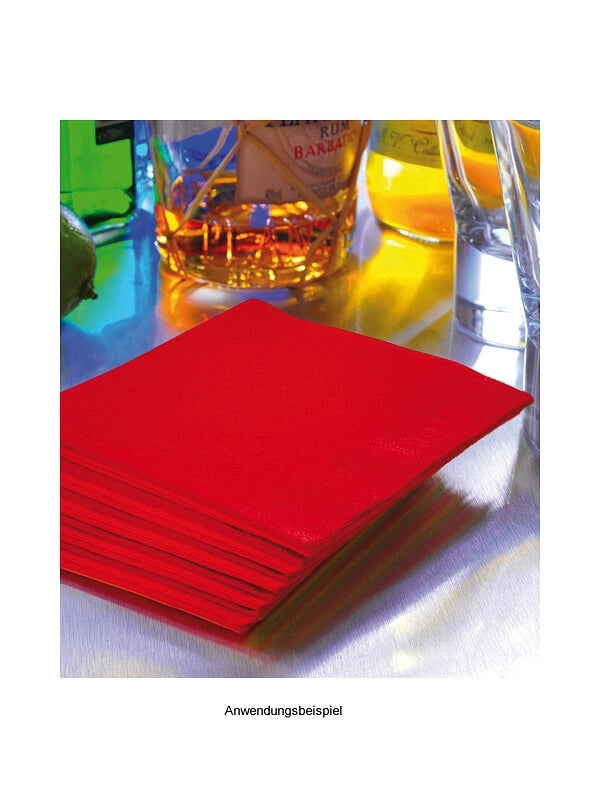 Cocktailservietten, 3-lagig, 24x24, 1/4-Falz, rot (1.000 Stk.)