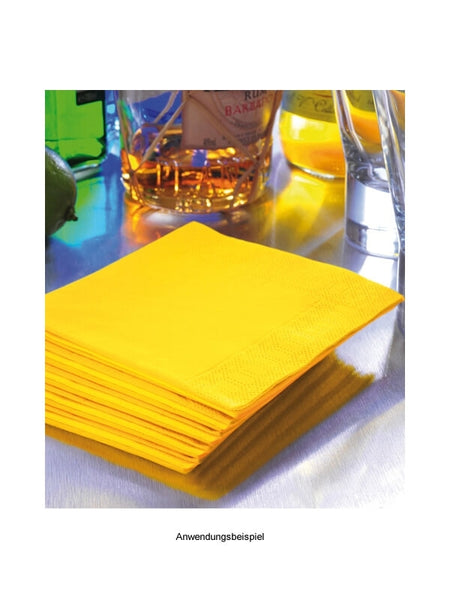 Cocktailservietten, 3-lagig, 24x24, 1/4-Falz, gelb (2.000 Stk.)