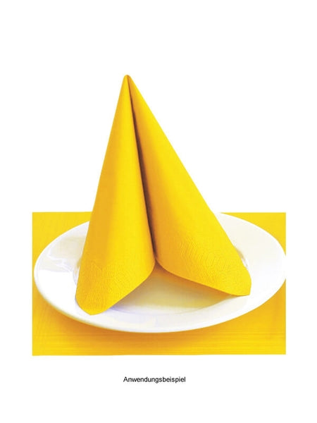 Serviette, 3-lagig, 33x33, 1/4-Falz, gelb