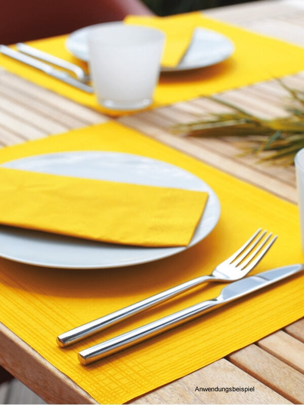 Serviette, 3-lagig, 33x33, 1/4-Falz, gelb