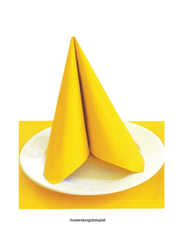 Serviette, 3-lagig, 40x40, 1/4-Falz, gelb