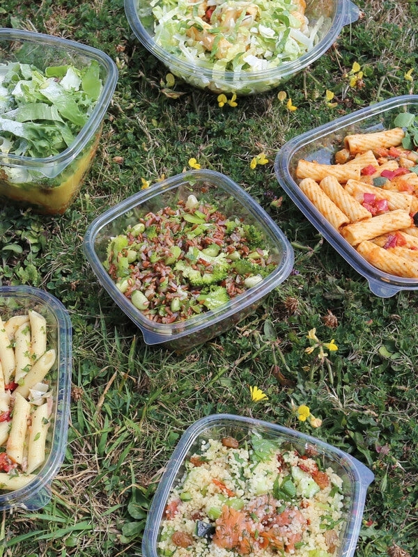 Salatschale, RPET, klar, quadratisch, 375ml