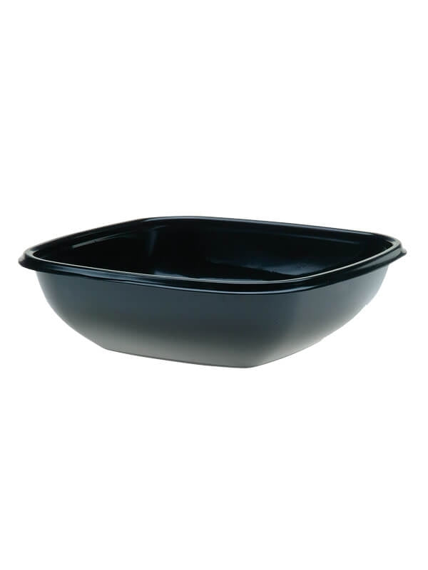 Salatschale, RPET, schwarz, quadratisch, 1000ml
