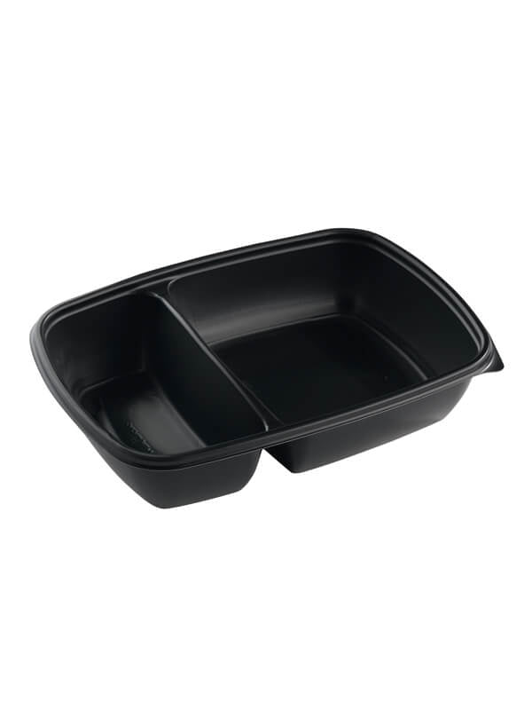 Menüschale, PP, schwarz, zweigeteilt, 600/300ml