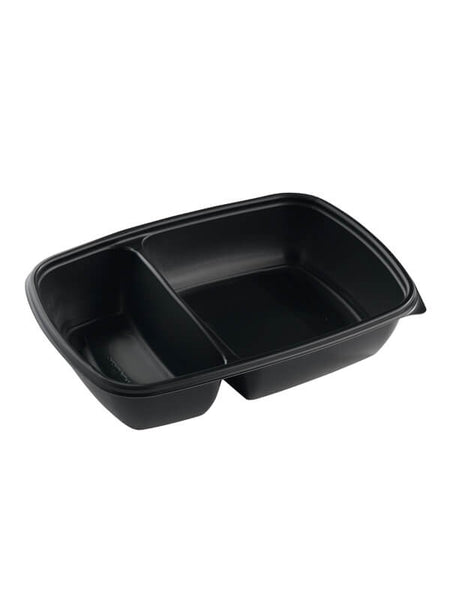 Menüschale, PP, schwarz, zweigeteilt, 600/300ml