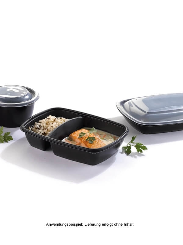 Menüschale, PP, schwarz, zweigeteilt, 600/300ml