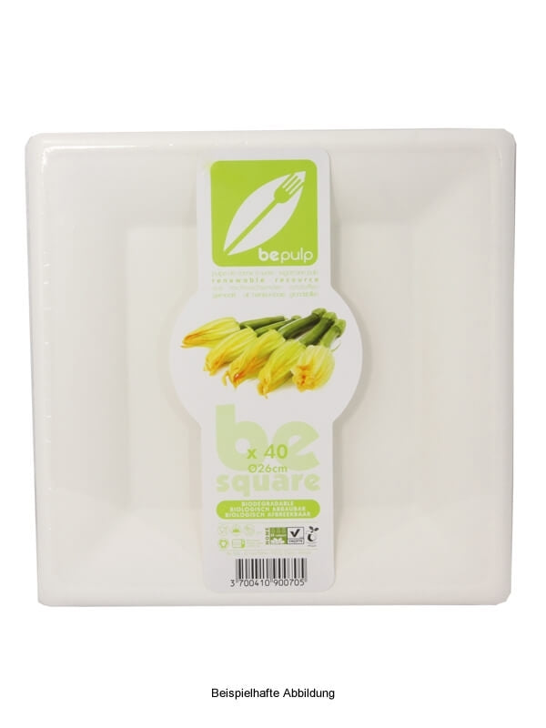 Teller, quadratisch, Bagasse, 260x260mm