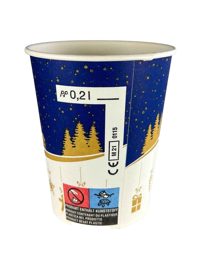 Pappbecher "Winter" für Heißgetränke, 200ml, m. Biobeschichtung