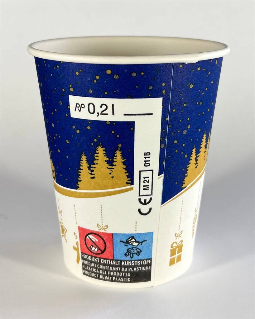 Pappbecher "Winter" für Heißgetränke, 200ml, m. Biobeschichtung