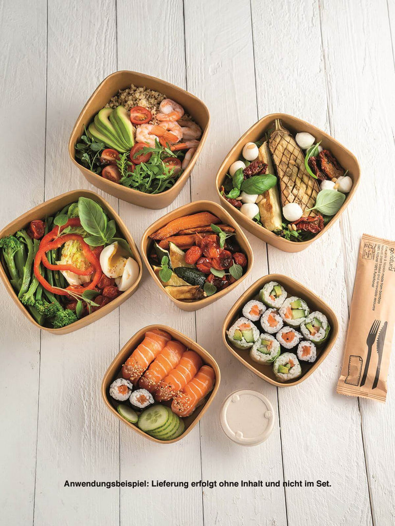 Kartonschale, braun, 1200ml, quadratisch