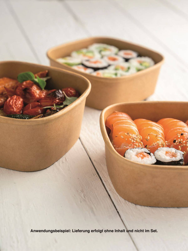 Kartonschale, braun, 1200ml, quadratisch