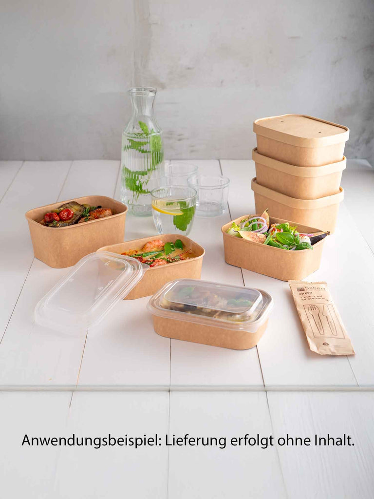 Pappschale, braun, 500ml, rechteckig