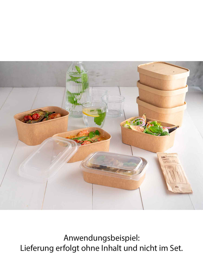 Pappschale, braun, 500ml, rechteckig