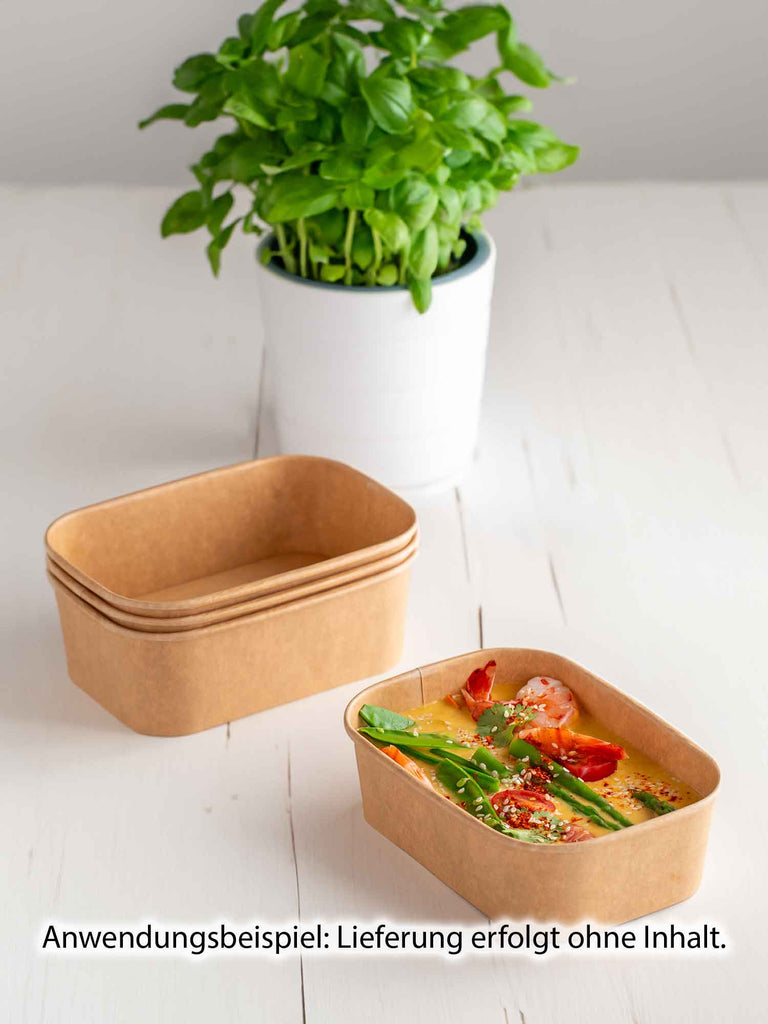 Pappschale, braun, 650ml, rechteckig