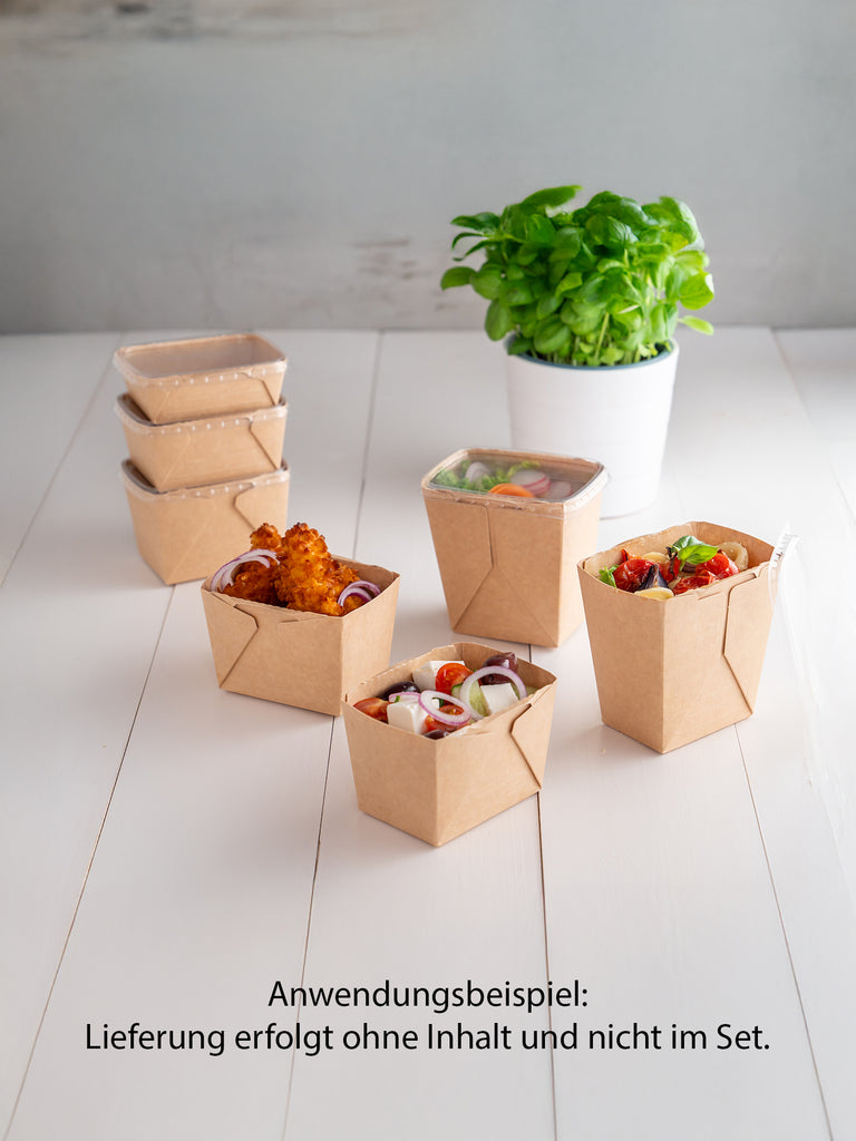 Deli2Go Feinkostbecher, Pappe, braun, 375ml, rechteckig