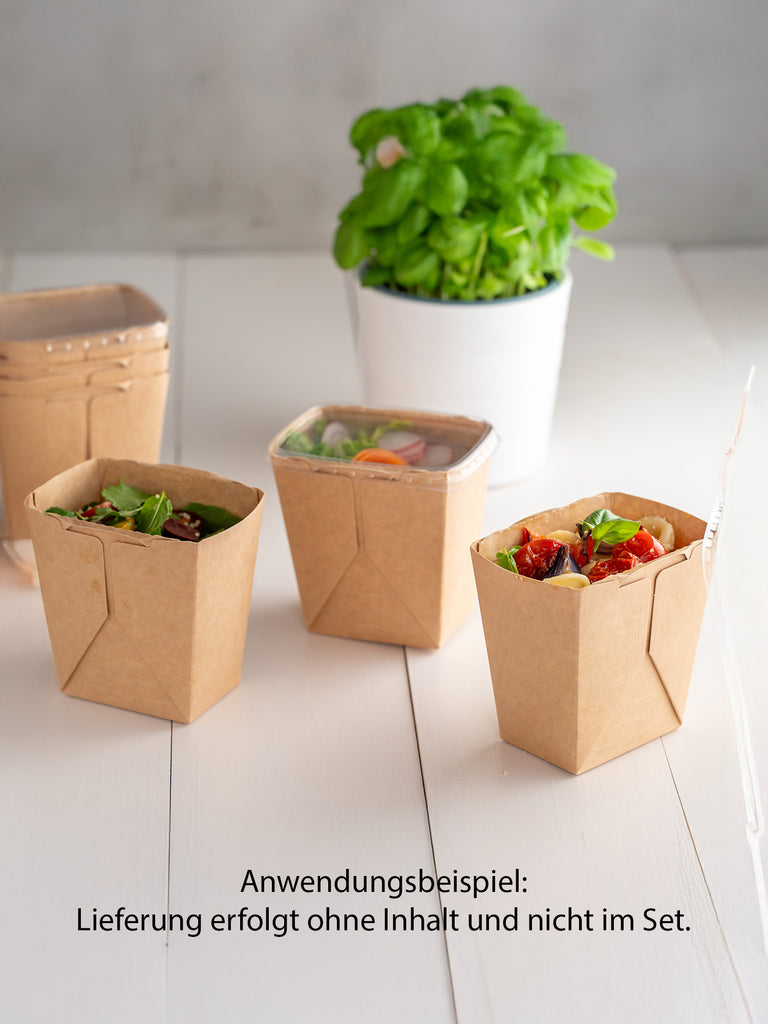 Deli2Go Feinkostbecher, Pappe, braun, 500ml, rechteckig