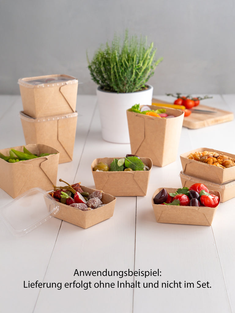 Deli2Go Feinkostbecher, Pappe, braun, 500ml, rechteckig