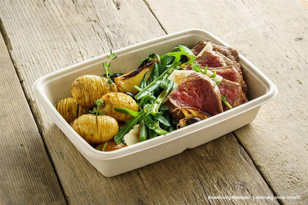 Menüschale "BePulp" m. PLA-Laminierung, rechteckig, 950ml